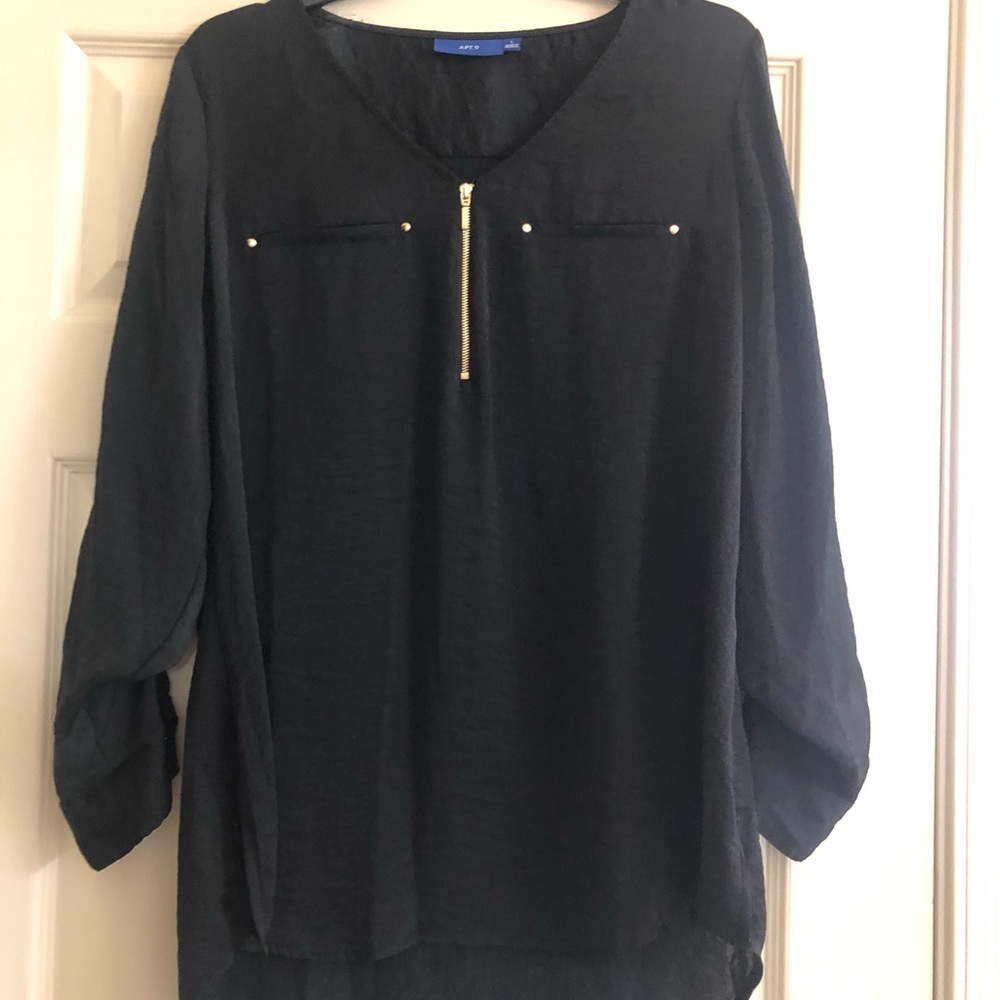 Apt 9 black blouse with gold accents